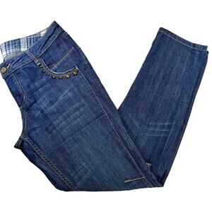 Allen B by Allen Schwartz Jeans Size 10 Dark Blue Studded Front Panel Whiskers